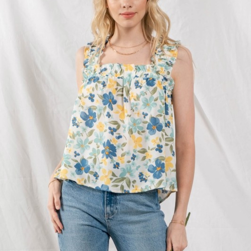 Blue floral top - Picture 4 of 5